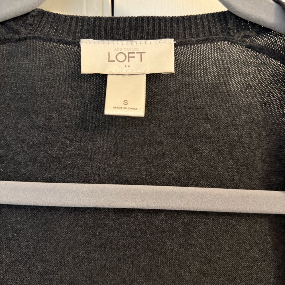 LOFT Charcoal Open Front Cardigan - Picture 2 of 3